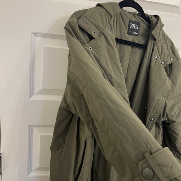 Zara Olive Green Trench Coat - Picture 5 of 16